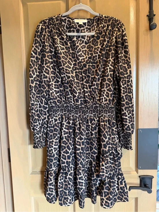 Michael Kors Leopard Print Dress - Black & Brown