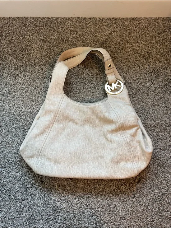 Michael Kors Pebbled Leather Hobo Bag in Light Cream