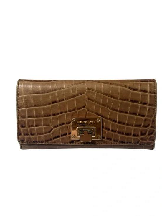 Michael Kors Brown Croc-Embossed Leather Wallet in good condition