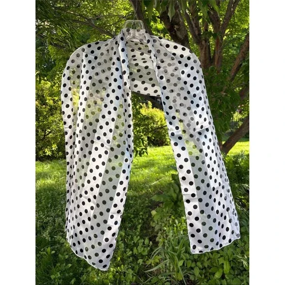 Polka Dot Sheer Scarf - Black and White