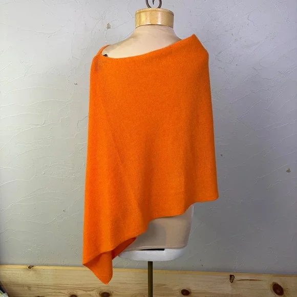 Claudia Nichole 100% Cashmere Poncho Wrap Womens OS Orange Luxury N Chic Nursing