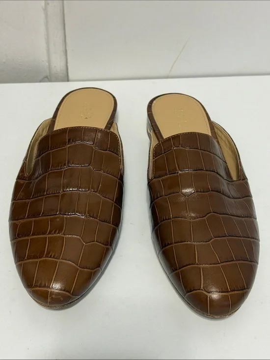 Michael Kors Brown Croc-Embossed Slip-On Loafers