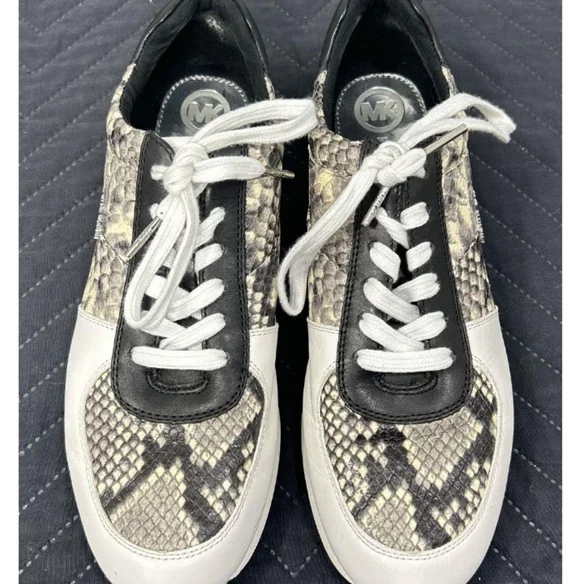 > Michael Kors Black and White Snakeskin Sneakers Women's Size 10