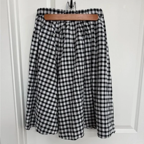 Michael Kors Black and White Gingham A-Line Skirt