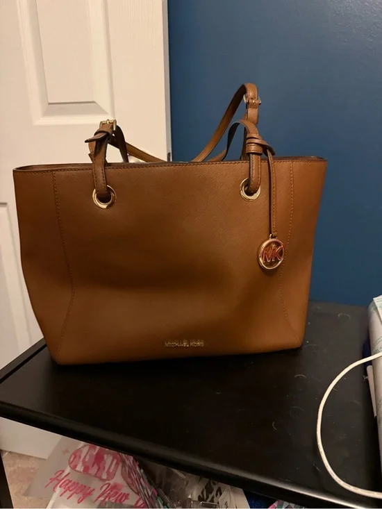 Michael Kors Tan Saffiano Leather Tote with Gold Hardware