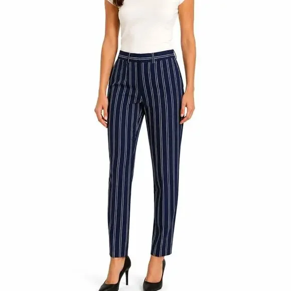 Michael Kors Navy and White Pinstripe Pant