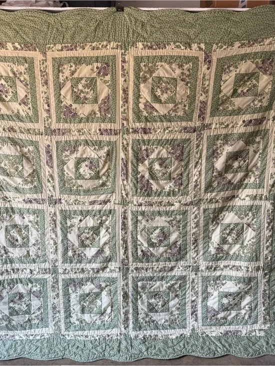 Vintage Floral Patchwork Quilt Full Queen 88x84 Cottagecore Handmade