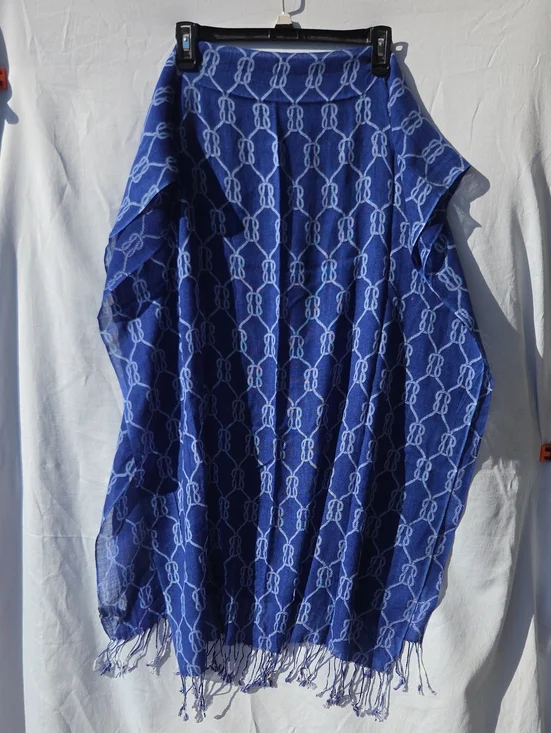 Old Navy Oversize Blue Patterned Fringe Scarf