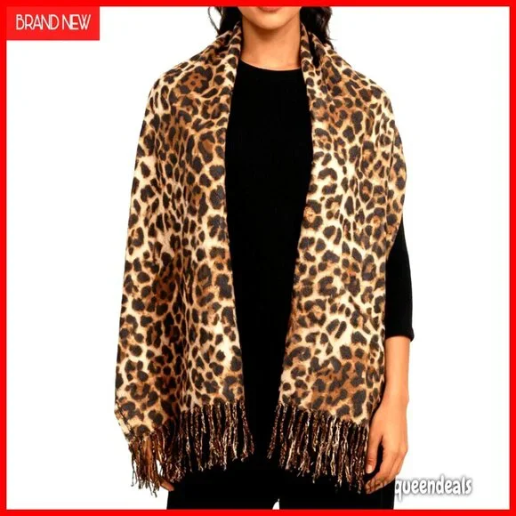 Soft Cashmere Feel Long Scarf Shawl with Tassels, Oversized 70x27 Inches