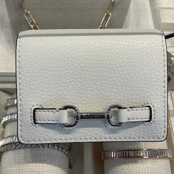 MICHAEL KORS Carson Small Pebbled Leather Wallet OPTIC WHITE NWT
