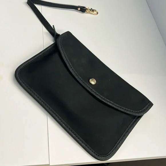 Michael Kors Black Nylon Snap Envelope Attachable Pouch Clutch Bag