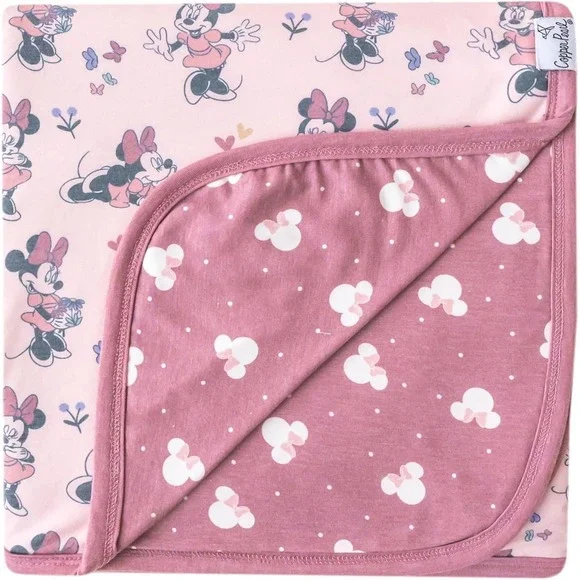Copper Pearl Disney Mini Mouse Premium Knit 3 Layer Stretchy Quilt Blanket 46x46