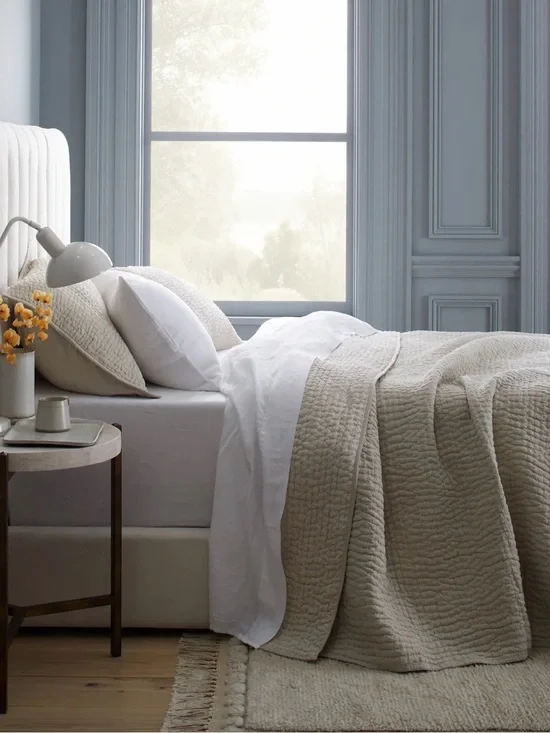 European Linen and Organic Cotton Quilt in Natural - Retail $150