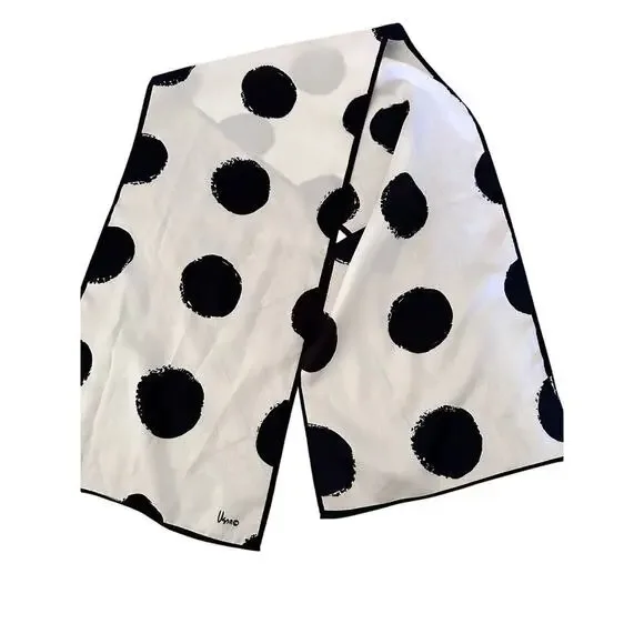 Vera Neuman Women's Black White Polka Dots Rectangle Scarf