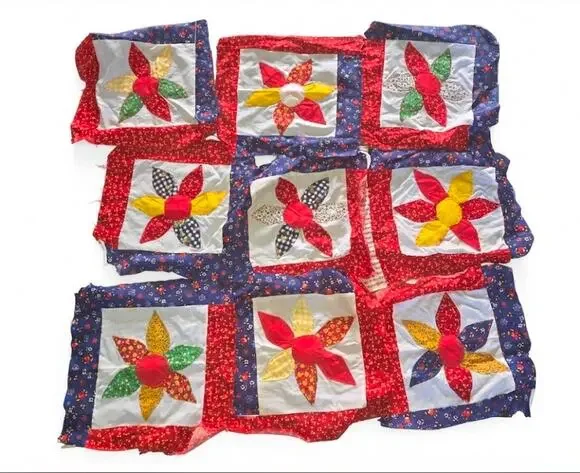 Vintage Handmade Quilt Squares Blocks Lot of 14 Friendship Flower