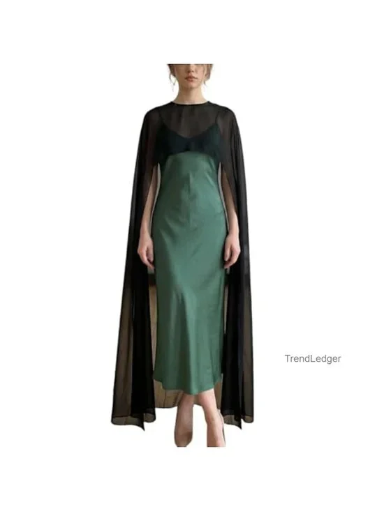 Sheer Mesh Chiffon Cape Poncho Top Evening Dress Wrap