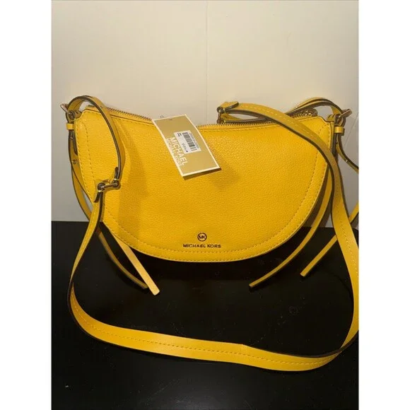 MICHAEL KORS Camden Leather Crossbody Convertible Bag Sunflower , M New With Tag