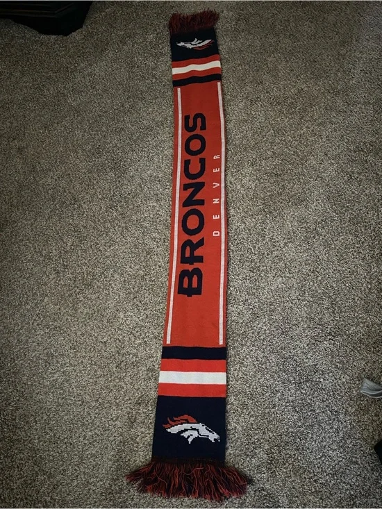 J. Crew Orange Knit Fan Scarf with Navy Lettering