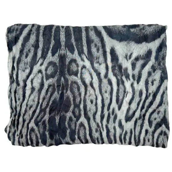 Roberto Cavalli Semi-Sheer Gray Leopard Print Stole Scarf