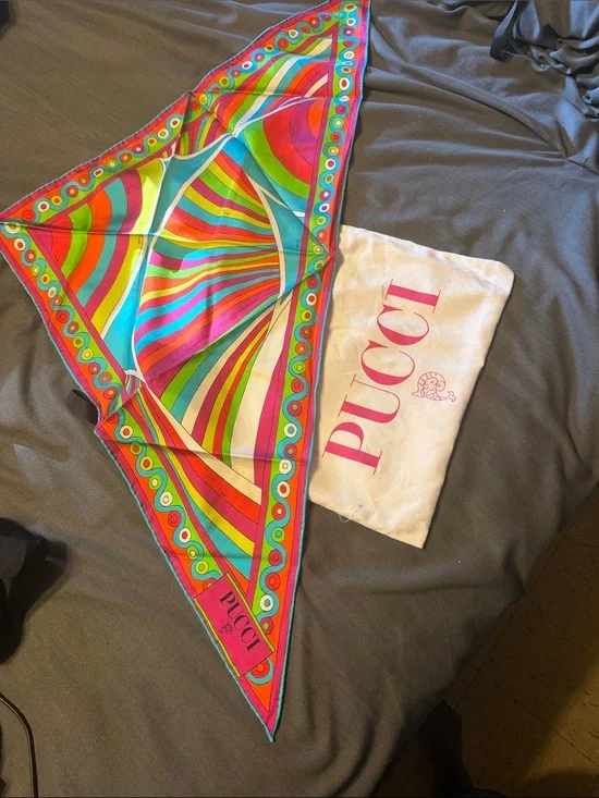 Emilio Pucci Vibrant Multicolor Silk Scarf - Pink, Green, Blue, Orange, Yellow
