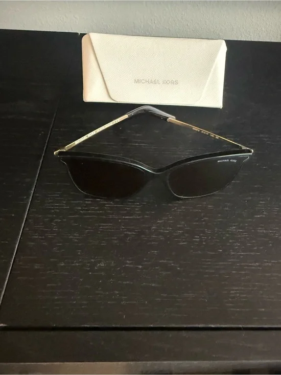 Michael Kors Black Cat-Eye Sunglasses with Cream Case