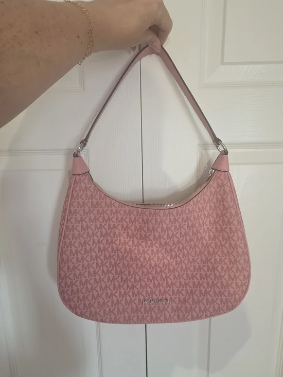 Michael Kors Pink Logo Crescent Shoulder Bag