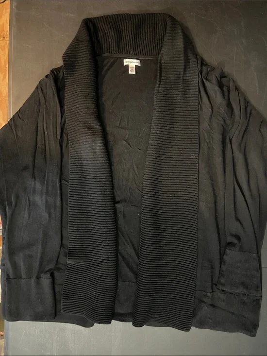 Croft & Barrow Black Ribbed Shawl-Collar Cardigan