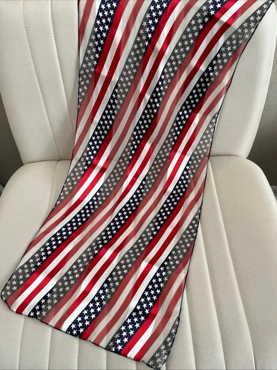 Estate Red White and Blue Star Stripe Scarf