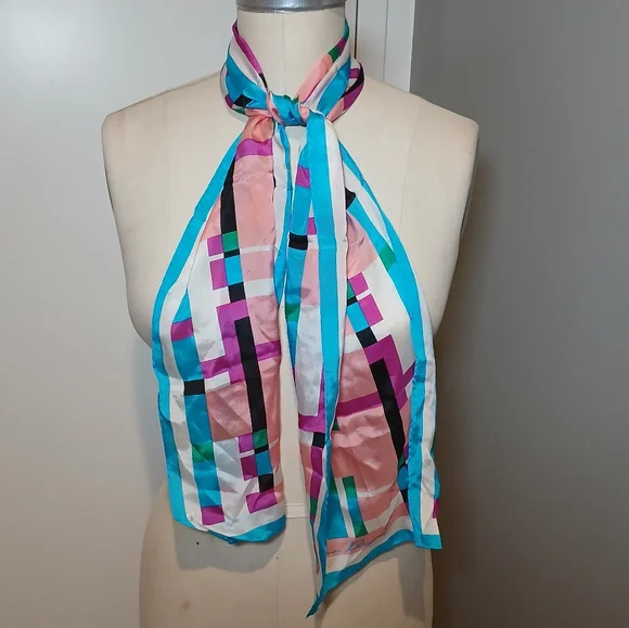 Vintage Anne Klein Multicolor Silk Scarf