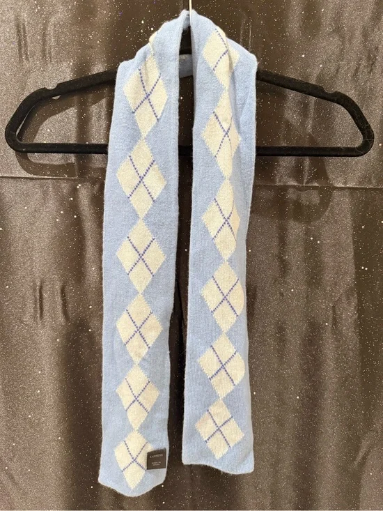 Vintage Y2K Express Argyle Knit Skinny Scarf