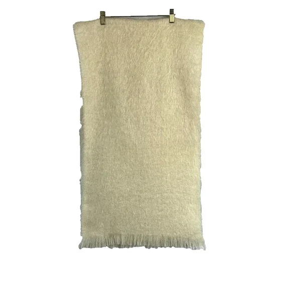 Unbranded Luxurious Rectangle Thin Open Knit Soft Mohair Fringe Scarf 68