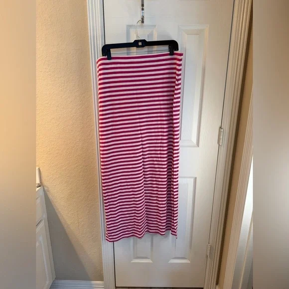 Michael Kors Pink and White Striped Maxi Skirt
