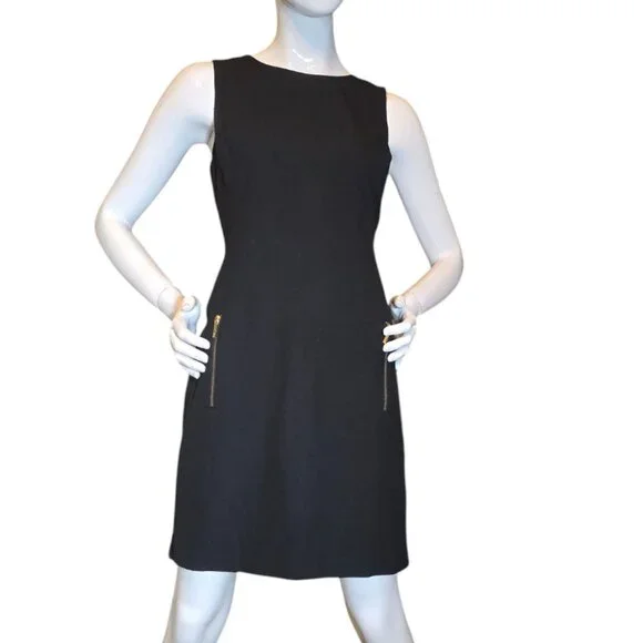 MICHAEL KORS Black Sheath Sleeveless Mini Dress sz 10