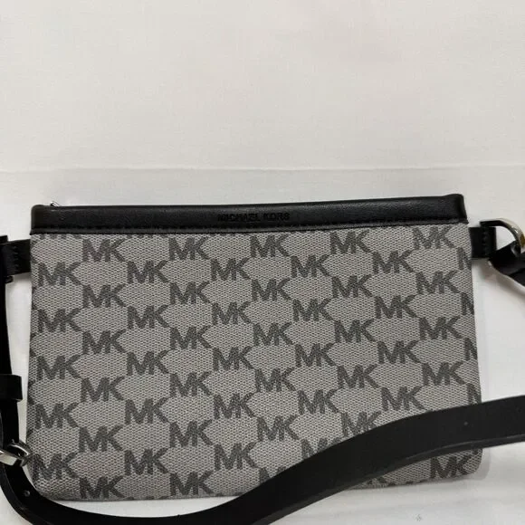 MICHAEL KORS MK Logo Fanny Pack Belt Bag 551749C Gray Black Sz M NWOT