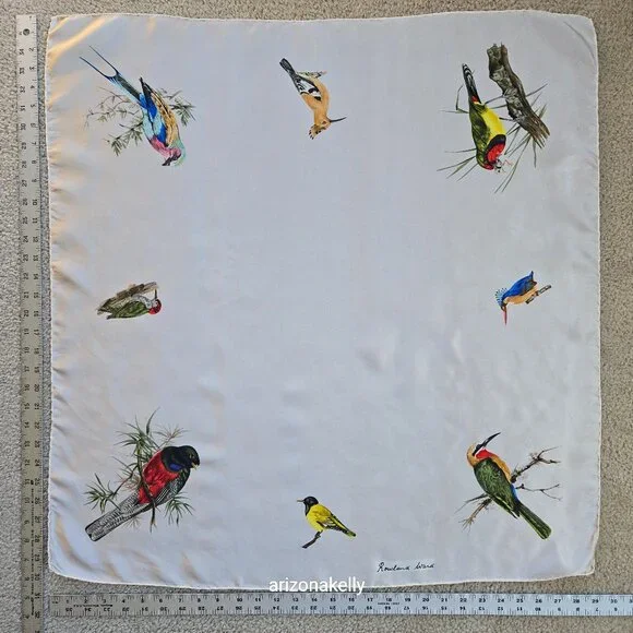 Vintage Silk Scarf Roland Ward Painted Birds Collectible