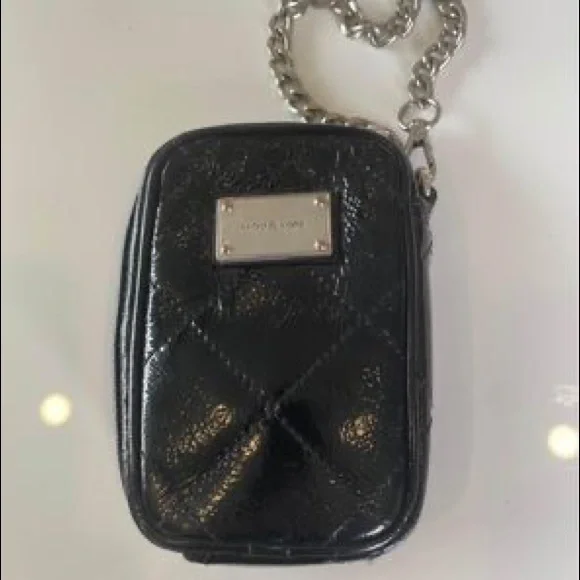 Michael Kors Black Patent Quilted Wristlet