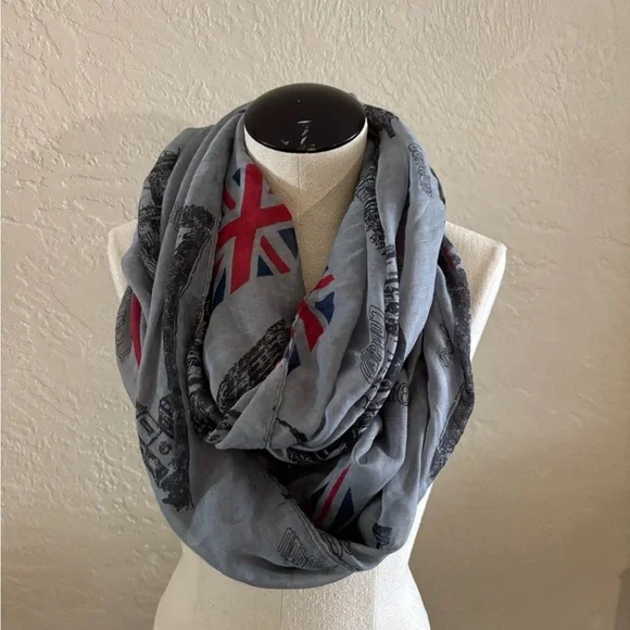 Gray Infinity scarf London Print Scarf