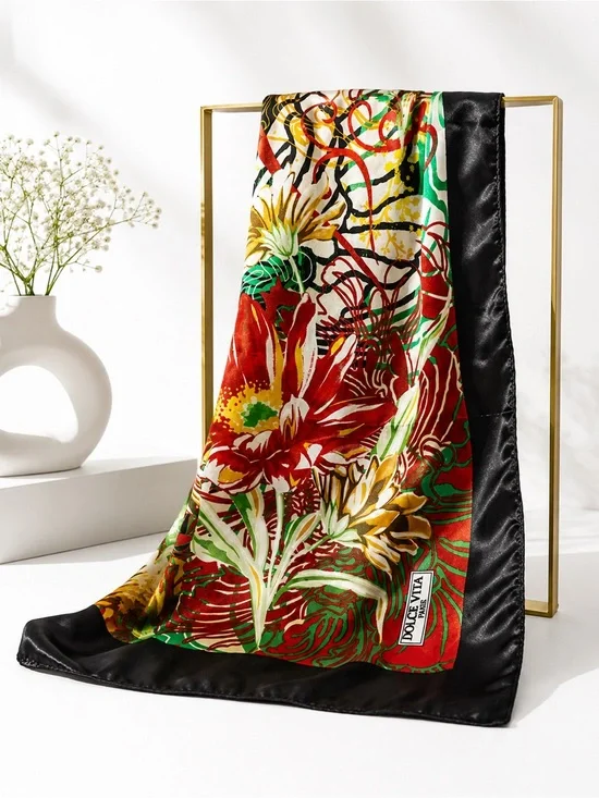 Dolce Vita Paris Floral Square Scarf Tropical Botanical