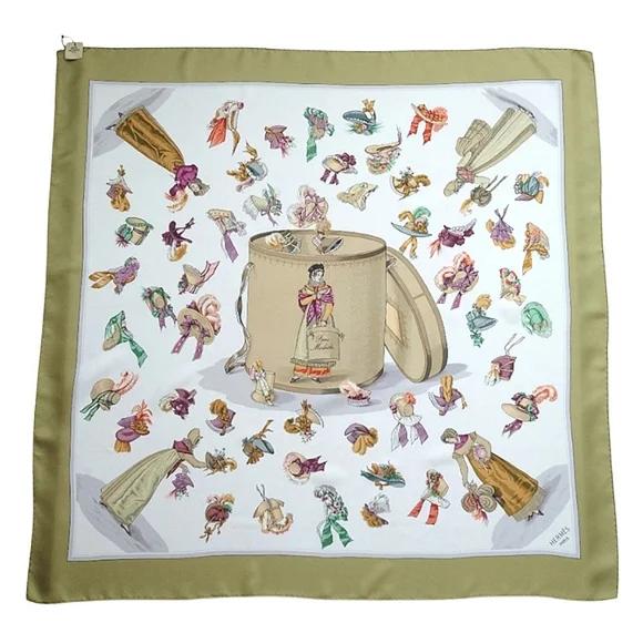 HERMES Paris Modiste Silk Scarf 90 New Authentic