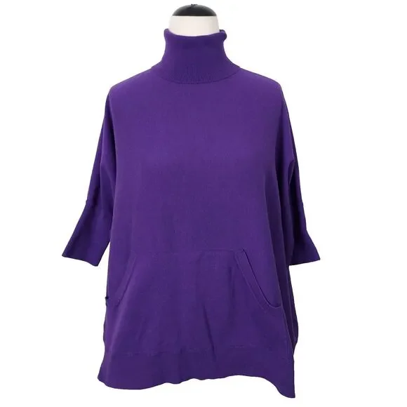 MICHAEL Michael Kors Sweater Top Boxy Oversize Turtleneck Handwarmer Women XS