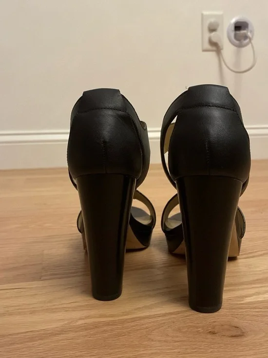 Michael Kors Black Block Heel Sandals with Ankle Strap