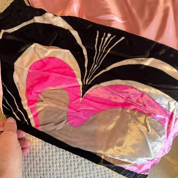 Emilio Pucci Pink Abstract Velvet Scarf