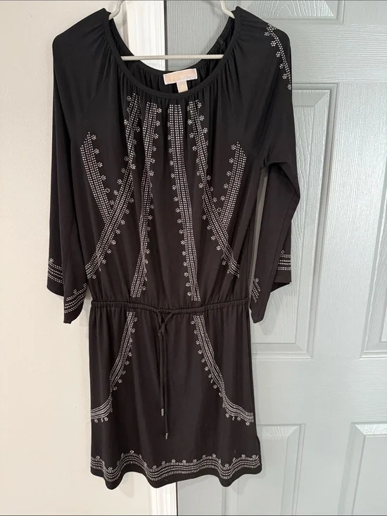 Michael Kors Black Mini Dress with Silver Stud Accents