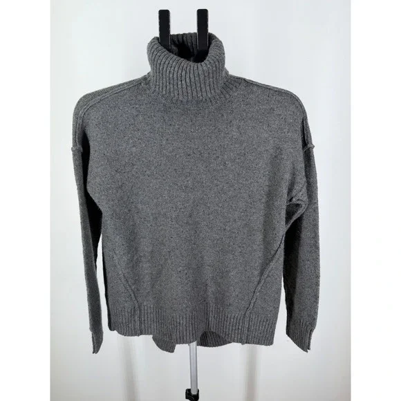 Michael Kors Womens Gray Turtleneck Sweater Wool Blend Split Hem Size Small