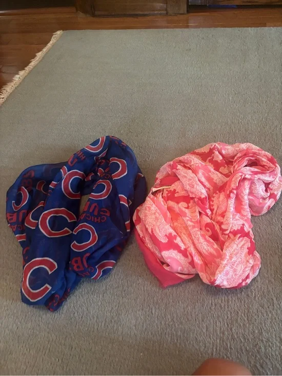 Chicago Cubs Navy Logo Scarf & Pink Paisley Lightweight Scarf - Two-Pack