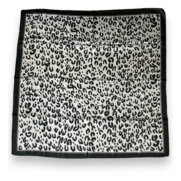 Black White Cheetah Scarf Unisex Headscarf Tied 35” X 35” Scarve
