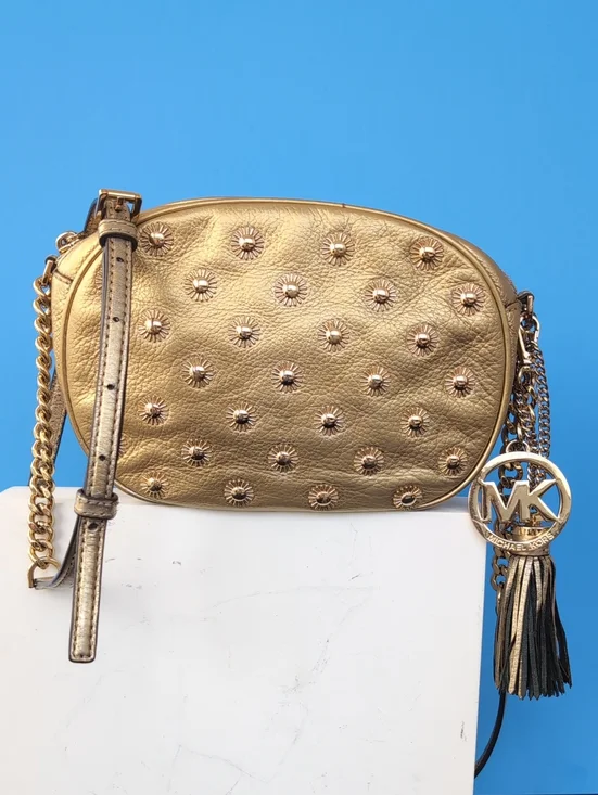 Michael Kors Metallic Gold Stud Embellished Crossbody Bag Size 8.5+6+2.5