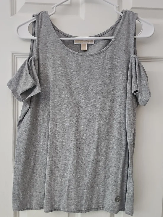 Michael Kors Gray Cold-Shoulder Tank Top