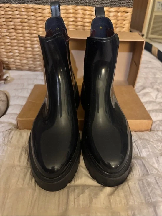 Michael Kors Glossy Black Chelsea Rain Booties