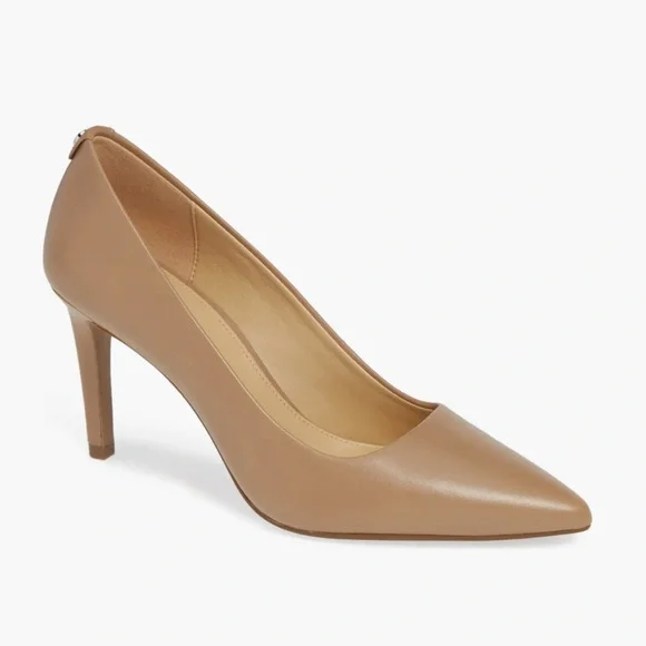 Michael Kors Pointed Toe Leather Pumps in Tan